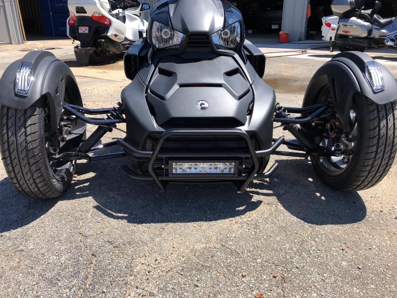 SAUTVS Black Front Fascia With LED Spotlights For Can-Am Ryker - Replacement Grille With Auxiliary Lights